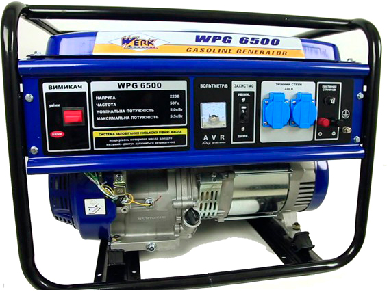 Генератор бензиновий WERK 1 фаза (220В), 5кВт, (WPG6500)